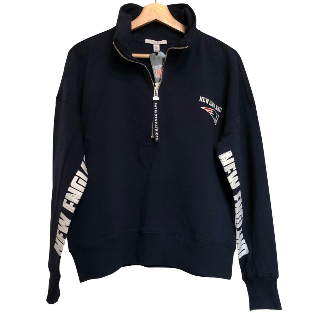 Navy NFL Team Apparel New England Patriots Half-Zip Pullover Sweatshirt, M/M - Picture 2 of 12